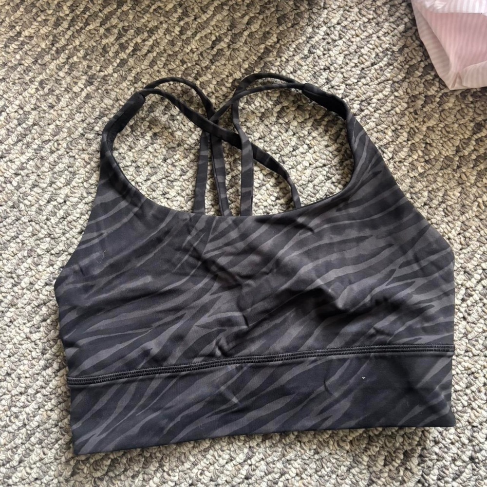 Lululemon Black and grey zebra striped sports bra